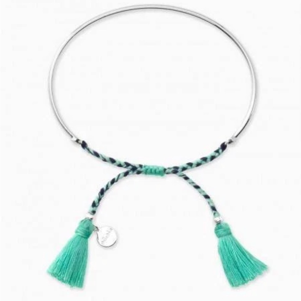 Stella & Dot Silver and Turquoise Fete Tassel Bracelet
